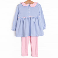 Stella Pima Legging Set, Blue Stripe