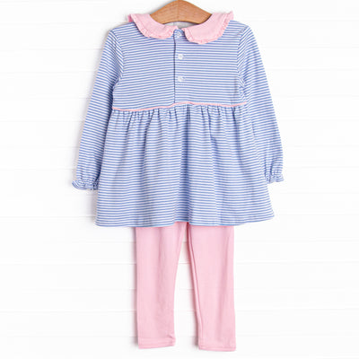 Stella Pima Legging Set, Blue Stripe
