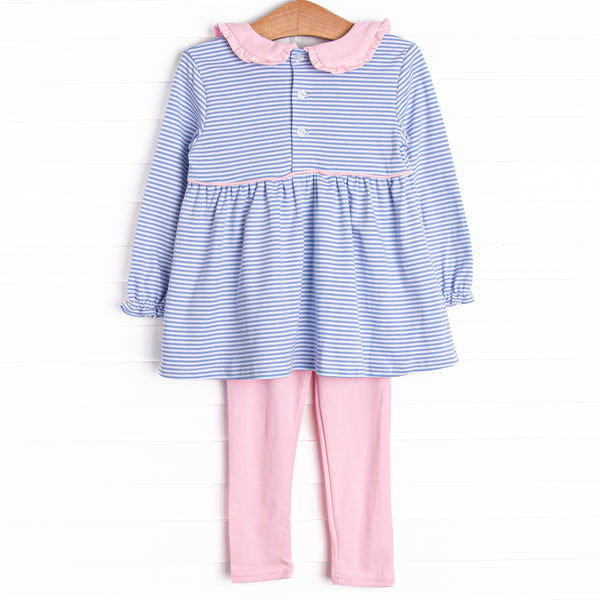 Stella Pima Legging Set, Blue Stripe