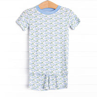 Clear Lake Catch Bamboo Pajama Short Set, Blue