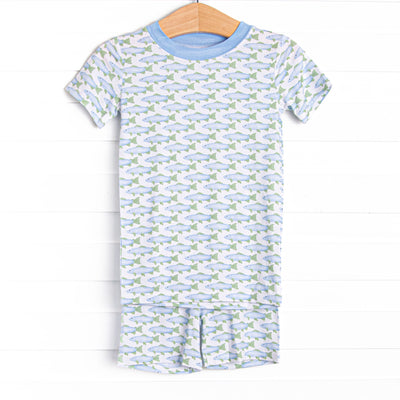 Clear Lake Catch Bamboo Pajama Short Set, Blue