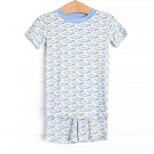 Clear Lake Catch Bamboo Pajama Short Set, Blue