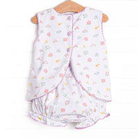 Petite Petals Diaper Set, Purple