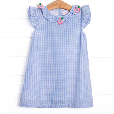 Hawaiian Hibiscus Applique Dress, Blue