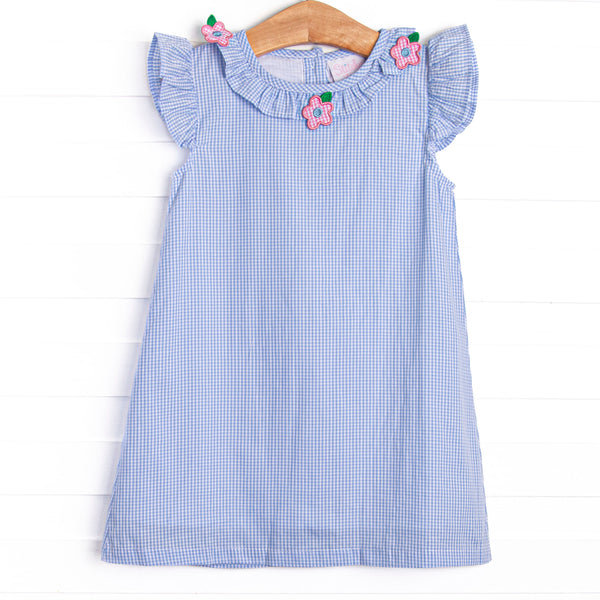 Hawaiian Hibiscus Applique Dress, Blue