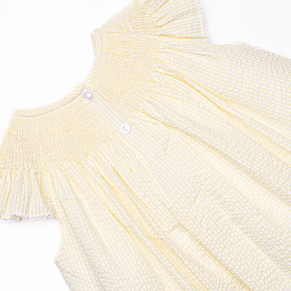Fun Friends Smocked Bishop Dress, Yellow Seersucker