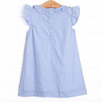 Hawaiian Hibiscus Applique Dress, Blue