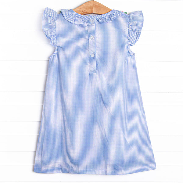 Hawaiian Hibiscus Applique Dress, Blue