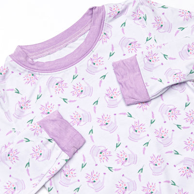 Sprout and Sprinkle Bamboo Pajama Set, Purple