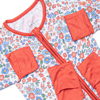 Coastal Camellia Bamboo Zippy Pajama, Red