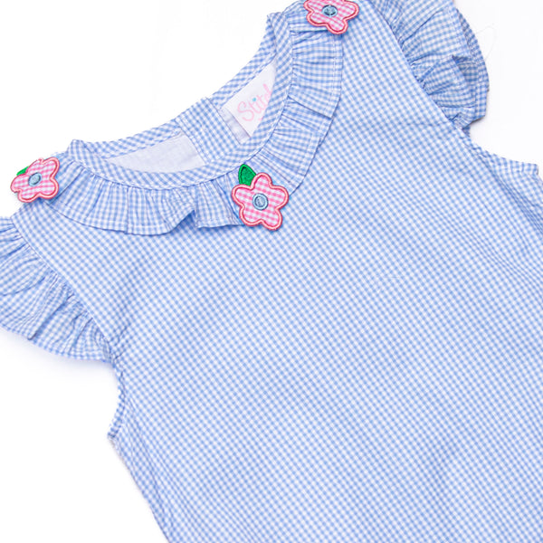Hawaiian Hibiscus Applique Dress, Blue
