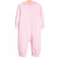 Sleigh Ride Sidekick Applique Ruffle Romper, Pink Stripe