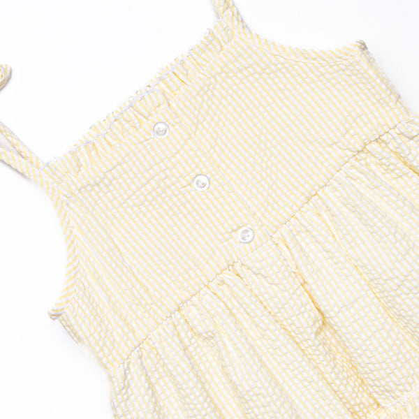 Fun Friends Smocked Ruffle Bubble, Yellow Seersucker