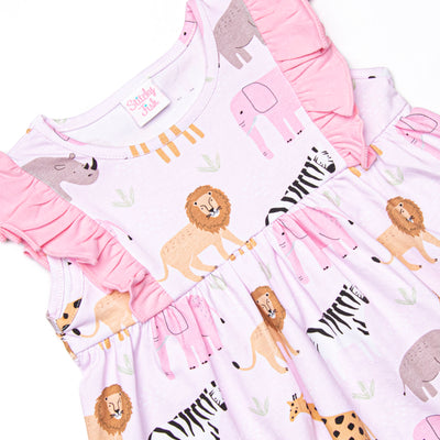 Safari Summer Ruffle Short Set, Pink