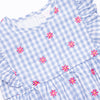 Gerbera Daisy Gingham Embroidered Dress, Blue