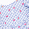 Gerbera Daisy Gingham Embroidered Dress, Blue