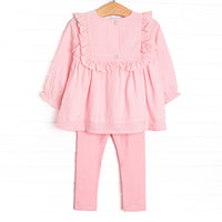 Holiday Ballet Embroidered Legging Set, Pink