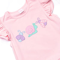 Critter Crawlers Applique Ruffle Short Set, Pink