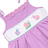 Critter Crawlers Smocked Short Set, Purple