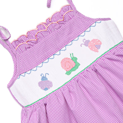 Critter Crawlers Smocked Short Set, Purple