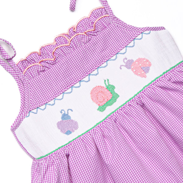 Critter Crawlers Smocked Short Set, Purple