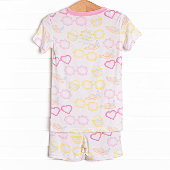 Sunny Day Shades Bamboo Pajama Short Set, Pink