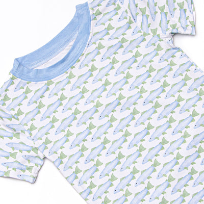 Clear Lake Catch Bamboo Pajama Short Set, Blue