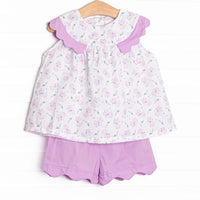 Sprout and Sprinkle Scallop Short Set, Purple