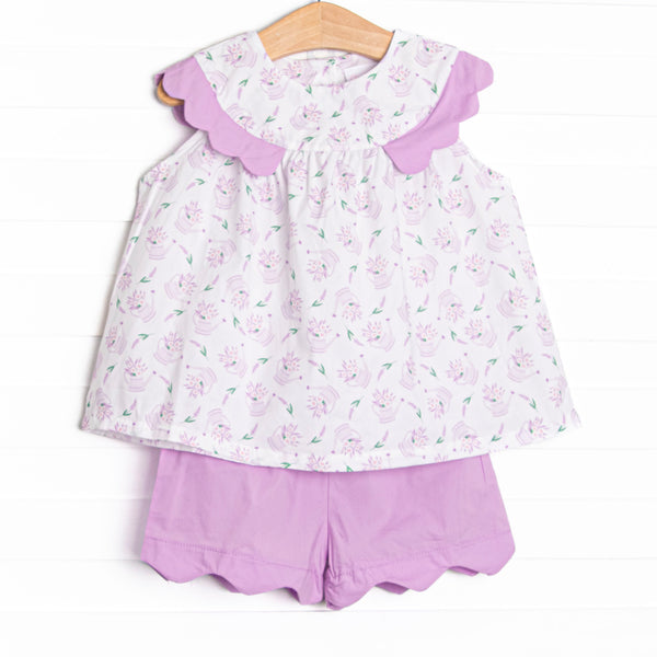 Sprout and Sprinkle Scallop Short Set, Purple