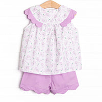 Sprout and Sprinkle Scallop Short Set, Purple