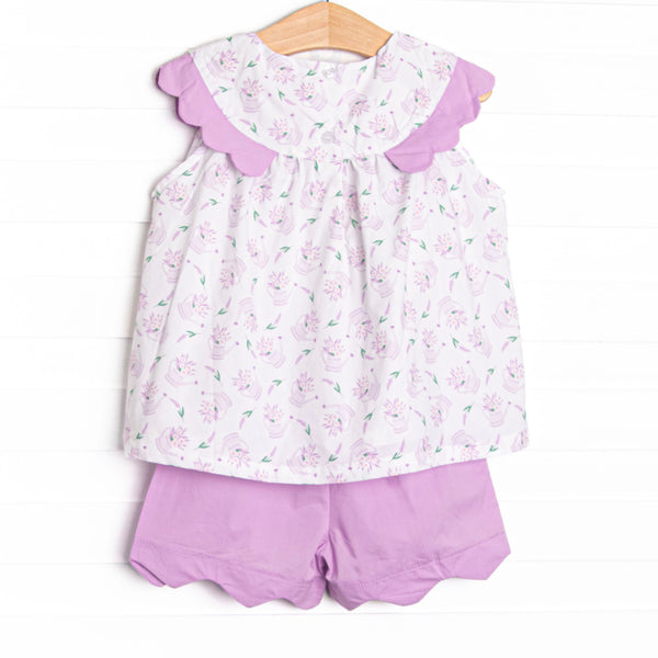 Sprout and Sprinkle Scallop Short Set, Purple