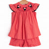 Miss Mouse Smocked Ruffle Short Set, Red