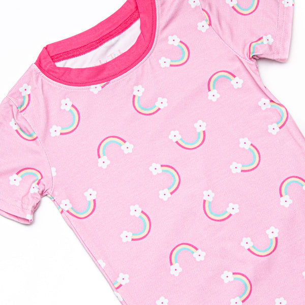 Rainy Day Rays Bamboo Pajama Short Set, Pink