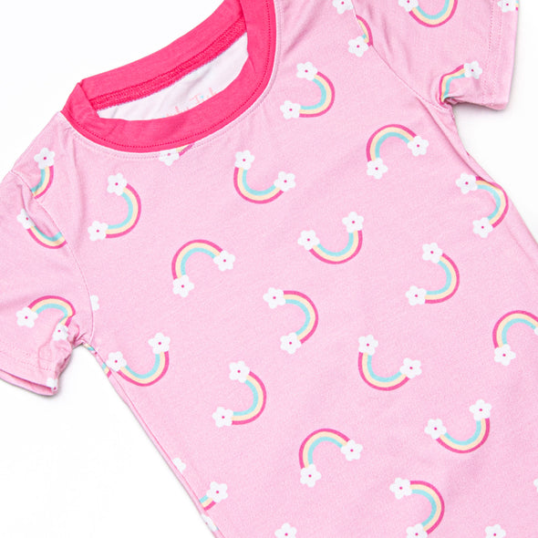 Rainy Day Rays Bamboo Pajama Short Set, Pink