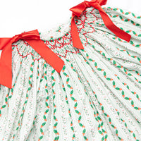 Giving Season Garland Smocked Romper, Green