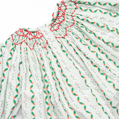 Giving Season Garland Smocked Romper, Green