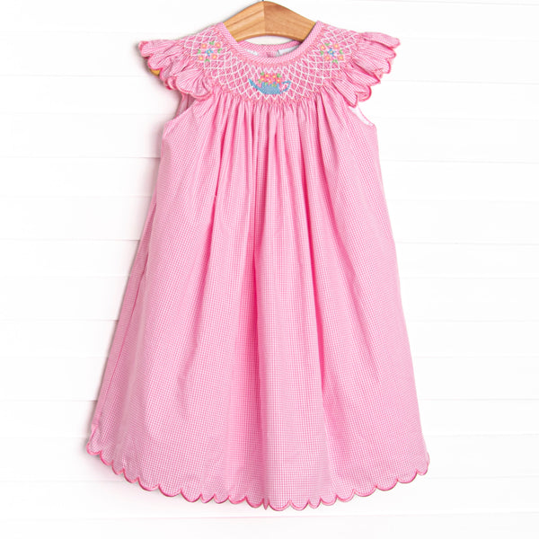 Sprout and Sprinkle Smocked Bishop Dress, Pink