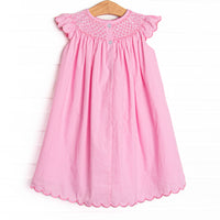 Sprout and Sprinkle Smocked Bishop Dress, Pink