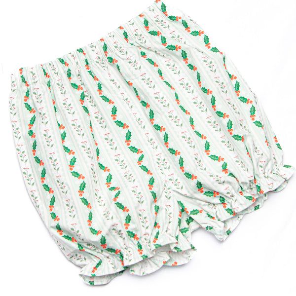 Giving Season Garland Smocked Bloomer Set, Green