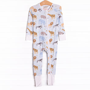 Safari Summer Bamboo Zippy Pajama, Blue