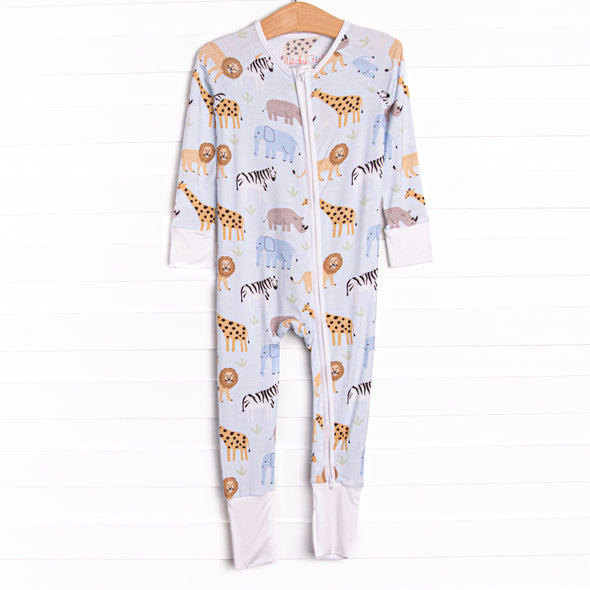 Safari Summer Bamboo Zippy Pajama, Blue