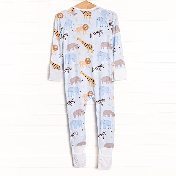 Safari Summer Bamboo Zippy Pajama, Blue