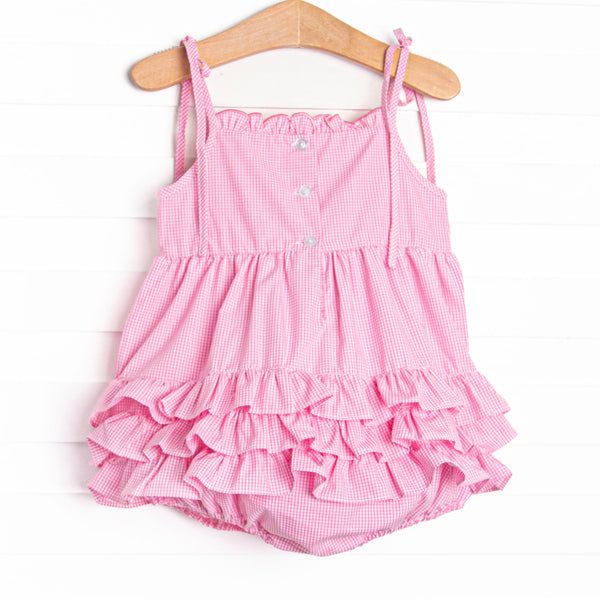 Sprout and Sprinkle Smocked Ruffle Bubble, Pink
