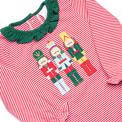 Toy Soldier Trio Applique Ruffle Romper, Red