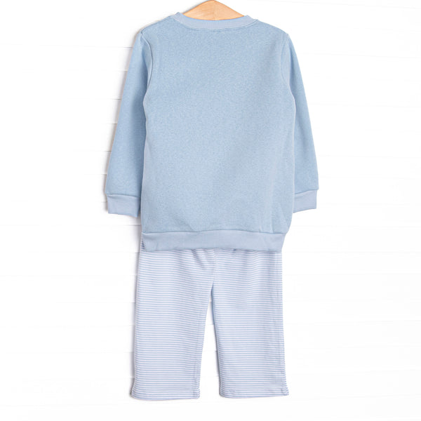 Tilling Tractors Applique Sweatshirt Pant Set, Blue