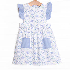 Blue Geranium Bows Dress, Blue