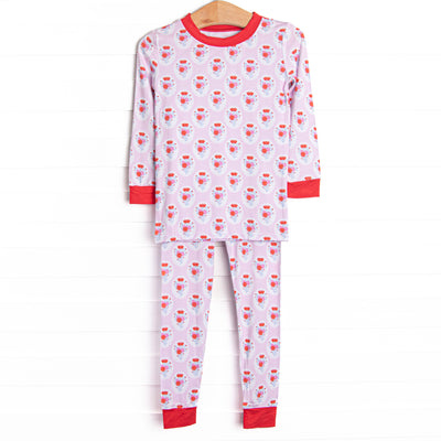 Marigold Medallions Bamboo Pajama Set, Pink