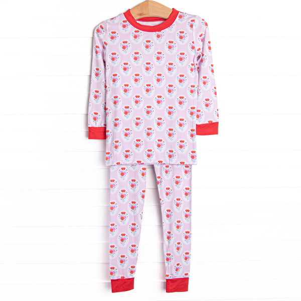 Marigold Medallions Bamboo Pajama Set, Pink