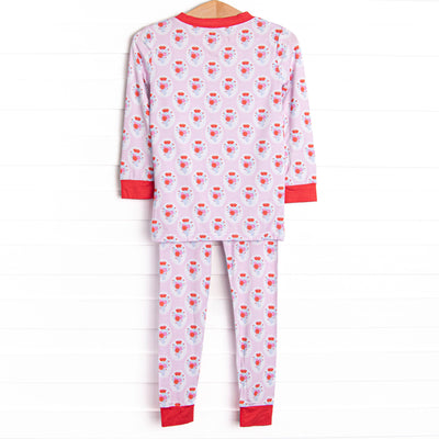 Marigold Medallions Bamboo Pajama Set, Pink