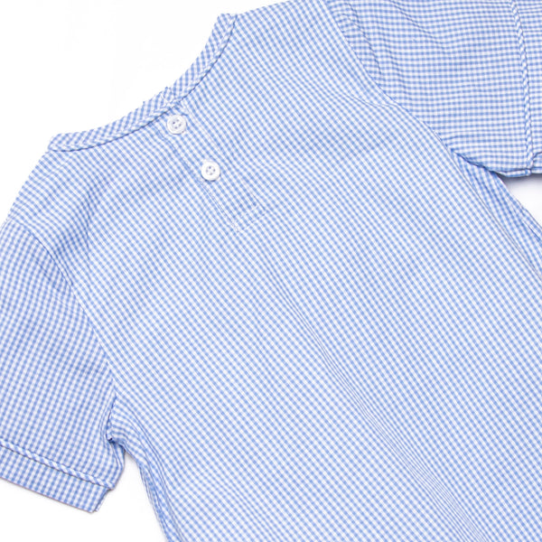 Harvest Festival Embroidered Bubble, Blue Gingham